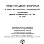 Метод.додаток к Тест контроль Укр. мова та літ-ра 10 кл.